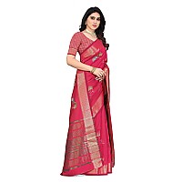 SERONA FABRICS Womens Woven Cotton Blend Saree With Blouse Piece (SERONA1712__Pink)