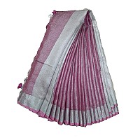 HAIDER ALI AND SONS Pure Tissue Linen Ethnic Wear Saree For Womens (With Blouse) (PURPLE)