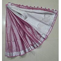 HAIDER ALI AND SONS Pure Tissue Linen Ethnic Wear Saree For Womens (With Blouse) (PURPLE)