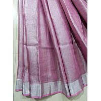 HAIDER ALI AND SONS Pure Tissue Linen Ethnic Wear Saree For Womens (With Blouse) (PURPLE)