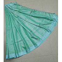 HAIDER ALI AND SONS Pure Tissue Linen Ethnic Wear Saree For Womens With Blouse01 Firoza Green