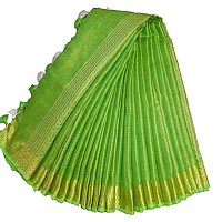 HAIDER ALI AND SONS Pure Tissue Linen Ethnic Wear Saree For Womens With Blouse01 GREEN