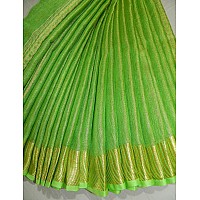 HAIDER ALI AND SONS Pure Tissue Linen Ethnic Wear Saree For Womens With Blouse01 GREEN