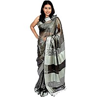 HAIDER ALI AND SONS Pure Tissue Linen Ethnic Wear Saree For Womens With Blouse01 BLACK