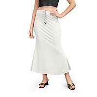 Kipzy Lycra Saree Shapewear Long Skirt for Women for Beach Night Out Regular Office Party White M