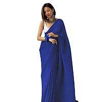 Satrani Womens Knit Pure Georgette Saree (2594S214N_Royal Blue)