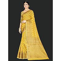 C J Enterprise Women Pure Kanjivaram Soft Silk Saree Banarasi Design Wear Pattu Sarees Latest Party Cotton Sari With Blouse Piece for Wedding Organza sadi new ladies 2024 (Pari 109) (paithani Yellow)