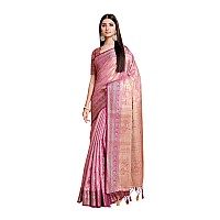 MIMOSA Womens Traditional Ussi Kanjivaram Art Silk Saree With Blouse Color: Pink : (5658-657-2D-PN-MJ)