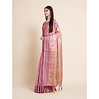 MIMOSA Womens Traditional Ussi Kanjivaram Art Silk Saree With Blouse Color: Pink : (5658-657-2D-PN-MJ)