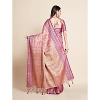 MIMOSA Womens Traditional Ussi Kanjivaram Art Silk Saree With Blouse Color: Pink : (5658-657-2D-PN-MJ)