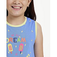 Amazon Brand Jam Honey Girls 100 Cotton Printed Knee Length Sleeveless Dress Age 212 Years