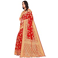 Glory Sarees Womens Banarasi Silk Saree With Blouse Piece (Kara164_Red)