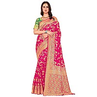 Glory Sarees Womens Blend Banarasi Silk Saree (Kara164_Pink