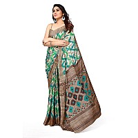 MIRCHI FASHION Womens Plain Weave Chiffon Abstract Printed Saree with Blouse Piece (36873-Green, Multi)