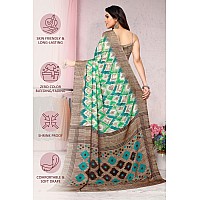 MIRCHI FASHION Womens Plain Weave Chiffon Abstract Printed Saree with Blouse Piece (36873-Green, Multi)