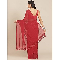 Womanista Womens Striped Embellished Georgette Saree (TI2857_Red)