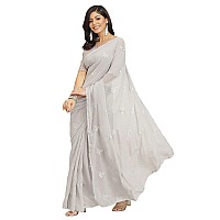 Womanista Womens Georgette Saree with Mirror Work TI2830Grey