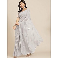 Womanista Womens Georgette Saree with Mirror Work TI2830Grey