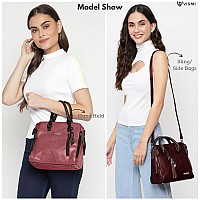 Vismiintrend Stylish Pink Leather Sling Satchel Handbag Top Handle Bags For Women & Girls| Shoulder Bags For Travel, College, Side Purse For Birthday, Anniversary Gift For Wife & Rakhi Gift For Sister