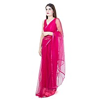 Wardrobe Luxury Womens Net Embroidered Design Saree Pink