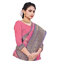 Jaanvi fashion Womens Cotton Silk Saree With Zari Work Blouse Piece anupriyapinkblue