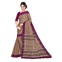 TAMAIRA FASHION Womens Plain Weave Pure Cotton Saree Without Blouse PieceAB35Brown and magenta