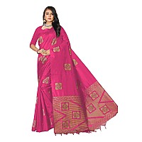 Pujia Mills Womens Banarasi Jacquard Silk Saree with Rich Pallu