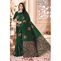 Pujia Mills Womens Banarasi Jacquard Silk Saree with Rich Pallu