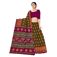 TAMAIRA FASHION Womens Plain Weave Pure Cotton Saree Without Blouse PieceAB30Mehendi