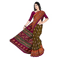 TAMAIRA FASHION Womens Plain Weave Pure Cotton Saree Without Blouse PieceAB30Mehendi