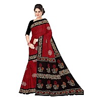 TAMAIRA FASHION Womens Plain Weave Pure Cotton Saree Without Blouse PieceAB36Red and black