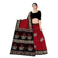 TAMAIRA FASHION Womens Plain Weave Pure Cotton Saree Without Blouse PieceAB36Red and black