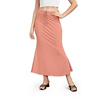 Kipzy Lycra Saree Shapewear Long Skirt for Women for Beach Night Out Regular Office Party Peach M