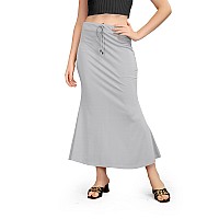 Kipzy Lycra Saree Shapewear Long Skirt for Women for Beach Night Out Regular Office Party Light Grey 3XL