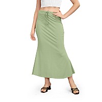 Kipzy Lycra Saree Shapewear Long Skirt for Women for Beach Night Out Regular Office Party P Green XL