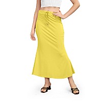 Kipzy Lycra Saree Shapewear Long Skirt for Women for Beach Night Out Regular Office Party Yellow M