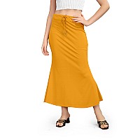 Kipzy Lycra Saree Shapewear Long Skirt for Women for Beach Night Out Regular Office Party Orange 2XL