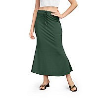 Kipzy Lycra Saree Shapewear Long Skirt for Women for Beach Night Out Regular Office Party Bottle Green 2XL