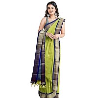 Florely Womens Paithani Cotton Silk Saree With Unstiched Blouse Piece