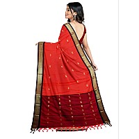 Florely Womens Paithani Cotton Silk Saree With Unstiched Blouse Piece