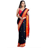 Florely Womens Paithani Cotton Silk Saree With Unstiched Blouse Piece