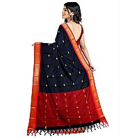 Florely Womens Paithani Cotton Silk Saree With Unstiched Blouse Piece