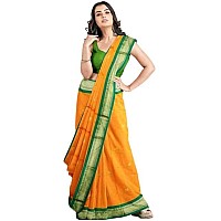 Florely Womens Paithani Cotton Silk Saree With Unstiched Blouse Piece