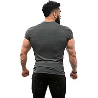 Fuaark Mens Round Neck Slim Fit Gym Active Wear Sports Tshirt For Workout Casual Wear Grey Xxlarge