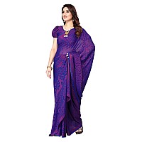 Winza Designer WDP Brasso Rati Royal Blue W Plain Chiffon Stylish Saree For Women