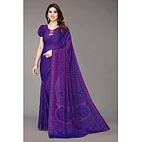 Winza Designer WDP Brasso Rati Royal Blue W Plain Chiffon Stylish Saree For Women