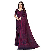 Winza Designer WDP Brasso Rati Navy Blue W Plain Chiffon Stylish Saree For Women