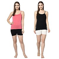 Espresso Womens Rayon Blend Shorts Pack Of 2 Esp4009Bhw6Xlblack Half White6Xl