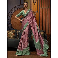 AKHILAM Womens Abstract Crepe Printed Saree With Unstitched Blouse Piece MauveKLZE246003RJ