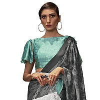 AKHILAM Womens Abstract Crepe Printed Saree With Unstitched Blouse Piece GreyKLZE246004RJ